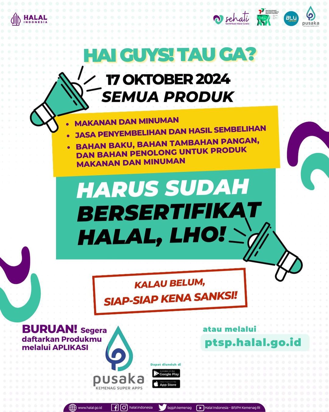 Tahun 2024 Makanan dan Minuman WAJIB Bersertifikat Halal